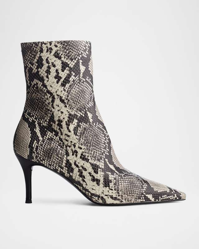 Mercer Snake-Embossed Leather Ankle Boots